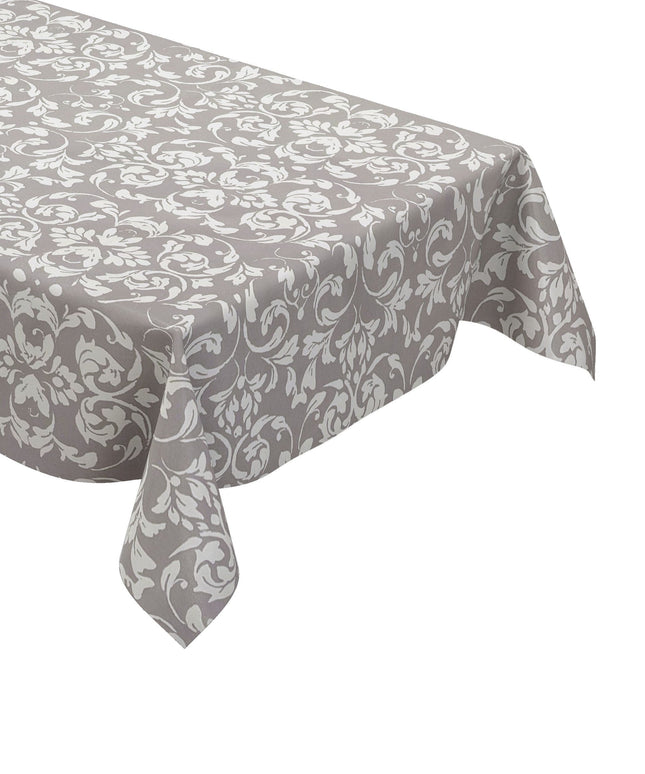 abwaschbare Wachstuch Tischdecke eckig rund oval Barock Ornamente Linien hellgrau