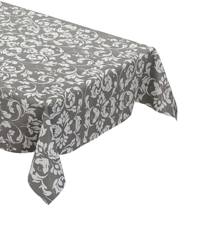 abwaschbare Wachstuch Tischdecke eckig rund oval Barock Ornamente Linien dunkelgrau