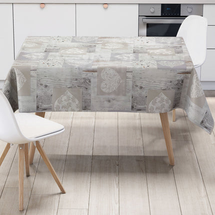 abwaschbare Wachstuch Tischdecke Weihnachten Holz weiß Herzen Love eckig rund oval kaufen kevkus wachstuchshop24