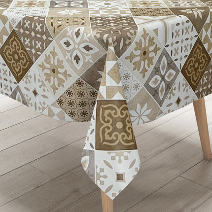 Wachstuch Tischdecke Moasik braun beige