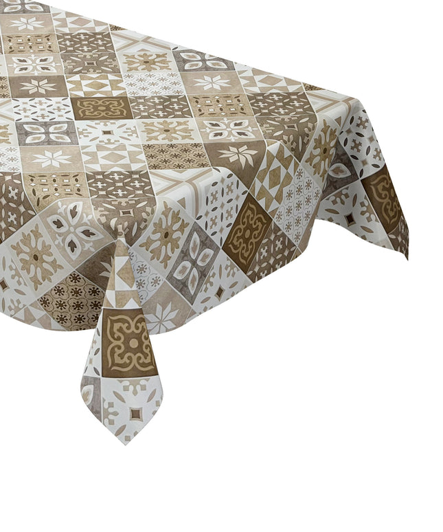 Wachstuch Tischdecke Moasik braun beige
