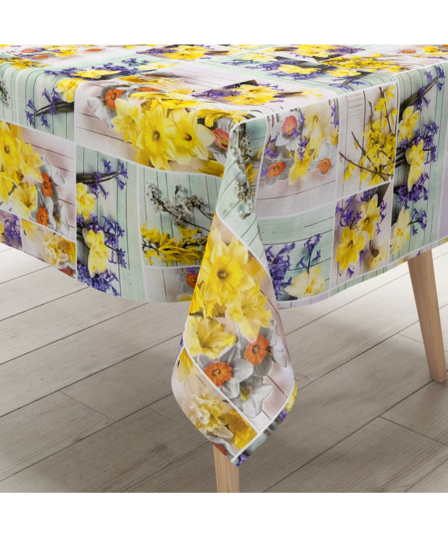 abwaschbare Wachstuch Tischdecke eckig rund oval wachstuchshop24 kaufen Frühjahr Ostern Narzissen Blumen