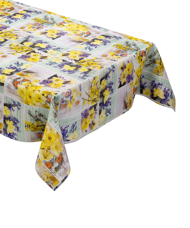 abwaschbare Wachstuch Tischdecke eckig rund oval wachstuchshop24 kaufen Frühjahr Ostern Narzissen Blumen