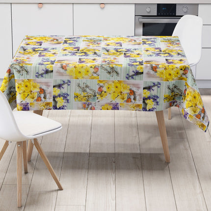abwaschbare Wachstuch Tischdecke eckig rund oval wachstuchshop24 kaufen Frühjahr Ostern Narzissen Blumen