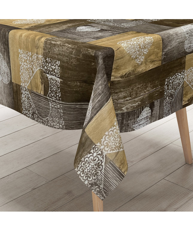Wachstuch Tischdecke Holz Alm Ski