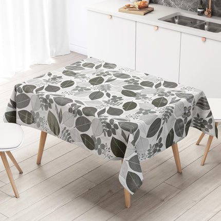 Wachstuch Tischdecke Blätter grau