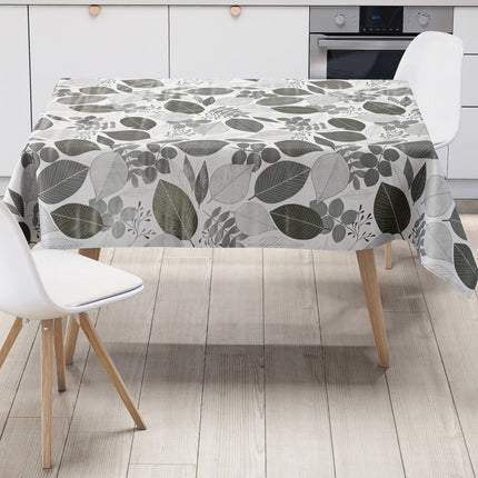 Wachstuch Tischdecke Blätter grau