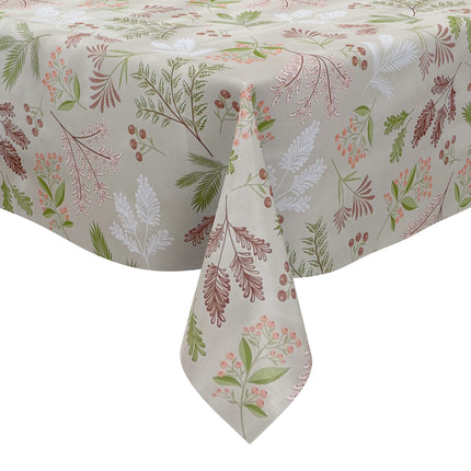 Wachstuch Tischdecke 160 cm Breite Übergröße B4066-01 beige Weihnachten Zweige Advent eckig rund oval