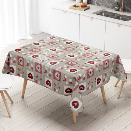 Wachstuch Rolle SONDERPOSTEN Hühner Herzen rot grau B5009-01 Rollenware