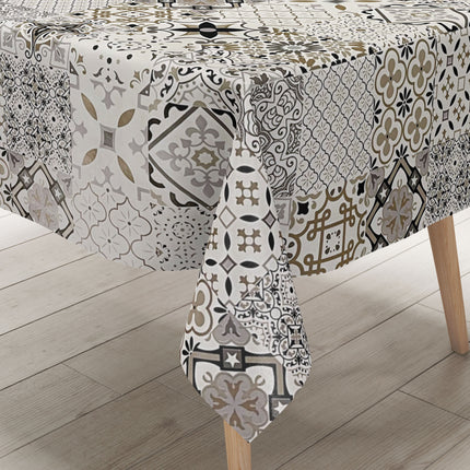 Wachstuch Tischdecke Mosaik Fliesen beige braun kevkus wachstuchshop