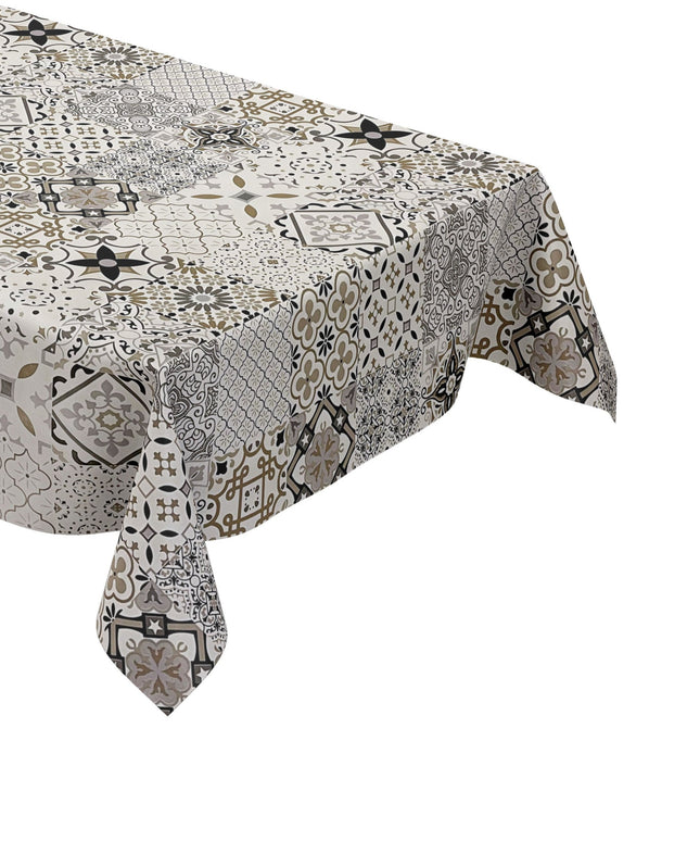 Wachstuch Tischdecke Mosaik Fliesen beige braun kevkus wachstuchshop