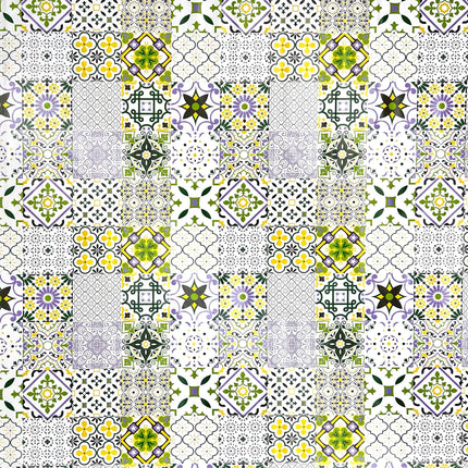 Wachstuch Tischdecke Fliesen lila grün gelb Mosaik