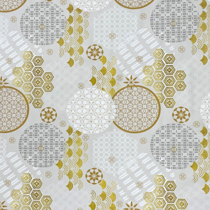 Wachstuch Tischdecke geprägt Weihnachten B5023-01 Schneeflocke gold grau silber - Größe, Form und Einfassung frei wählbar