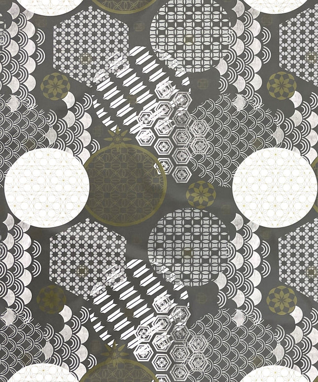 Wachstuch Tischdecke geprägt Weihnachten B5023-02 Schneeflocke gold grau anthrazit - Größe, Form und Einfassung frei wählbar