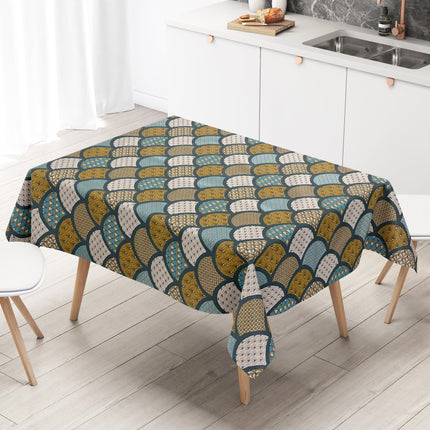 Wachstuch Tischdecke geprägt Weihnachten B5033-03 Zapfen gold türkis petrol eckig rund oval