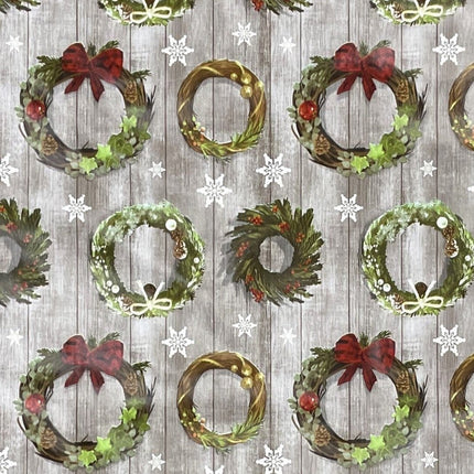 Wachstuch Rolle Weihnachten B5041-01 Weihnachtskranz auf Holz Rollenware