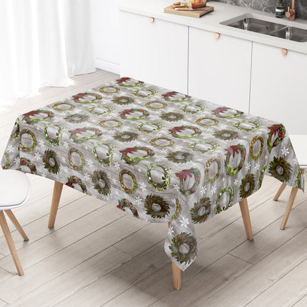 Wachstuch Tischdecke Weihnachten B5041-01 Holz Weihnachtskranz Stern - Größe, Form und Einfassung frei wählbar
