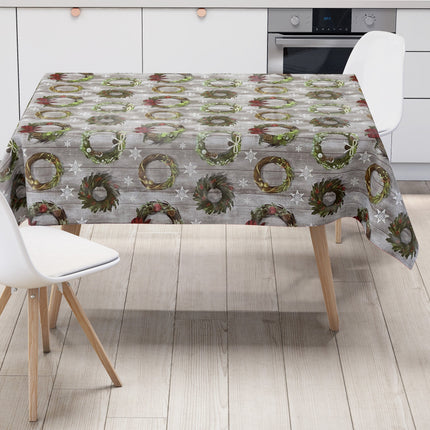 Wachstuch Rolle Weihnachten B5041-01 Weihnachtskranz auf Holz Rollenware