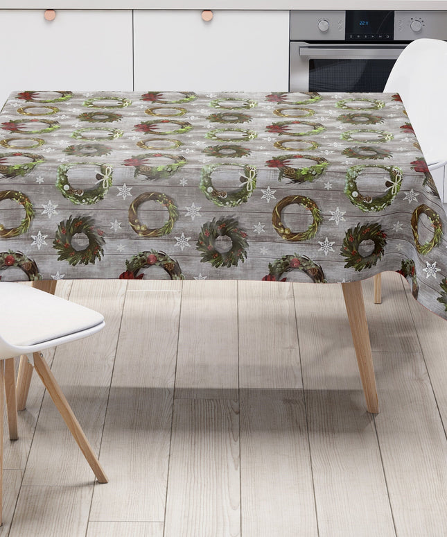 Wachstuch Rolle Weihnachten B5041-01 Weihnachtskranz auf Holz Rollenware