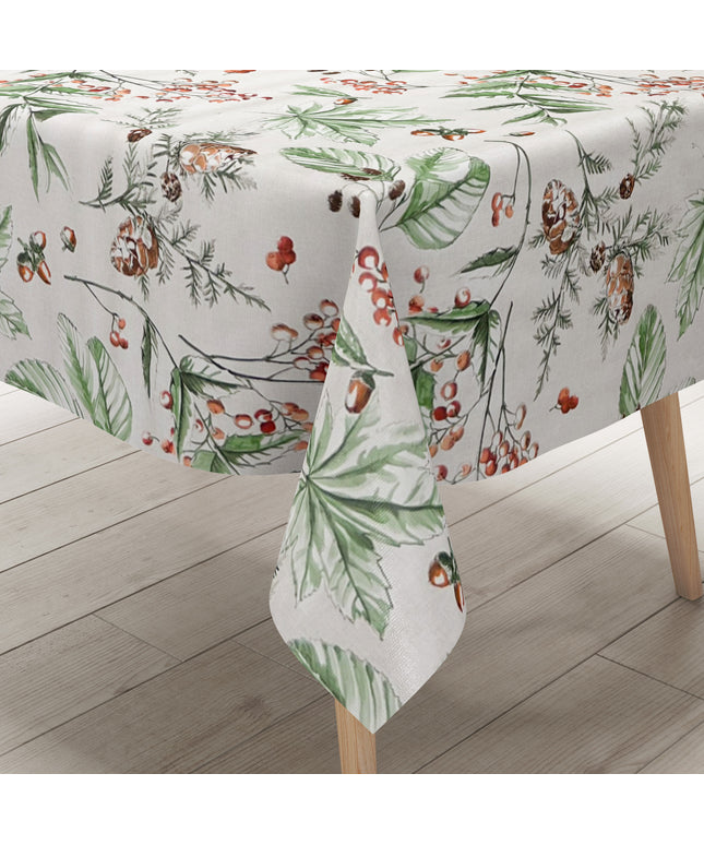 Wachstuch Tischdecke geprägt B5067-02 Weihnachten Winter Stechpalme Tannenzapfen eckig rund oval