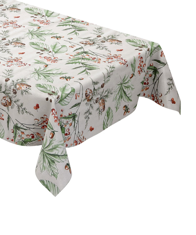 Wachstuch Tischdecke geprägt B5067-02 Weihnachten Winter Stechpalme Tannenzapfen eckig rund oval
