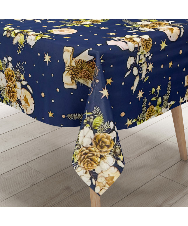 Wachstuch Tischdecke Weihanchten marineblau
