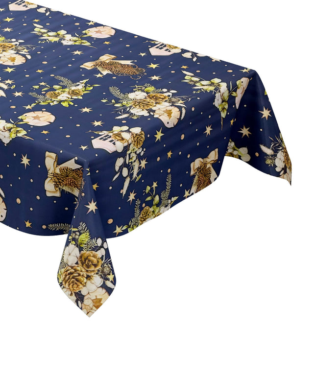 Wachstuch Tischdecke Weihanchten marineblau