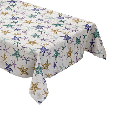 abwaschbare Wachstuch Tischdecke eckig rund oval maritim Seestern Holz kaufen