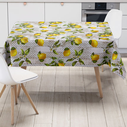 Wachstuch Tischdecke B6006-01 Zitronen auf Holz eckig rund oval