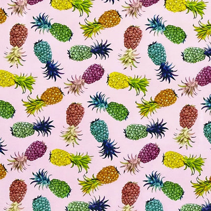 Wachstuch Rolle SONDERPOSTEN bunte Ananas auf rosa B6010-03 Rollenware