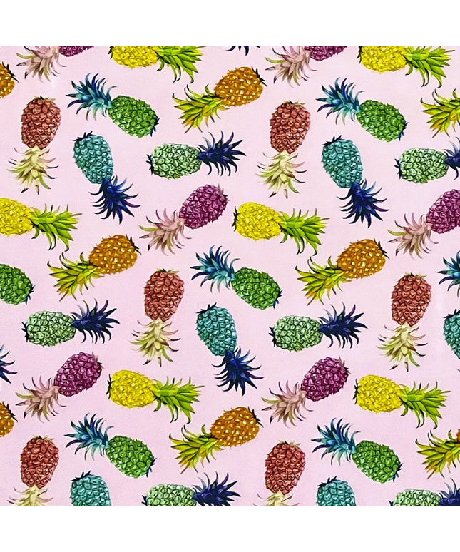 Wachstuch Rolle SONDERPOSTEN bunte Ananas auf rosa B6010-03 Rollenware