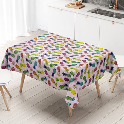 Wachstuch Rolle SONDERPOSTEN bunte Ananas auf rosa B6010-03 Rollenware