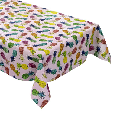 Wachstuch Rolle SONDERPOSTEN bunte Ananas auf rosa B6010-03 Rollenware