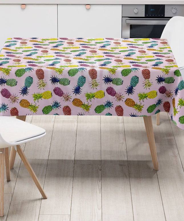 Wachstuch Rolle SONDERPOSTEN bunte Ananas auf rosa B6010-03 Rollenware