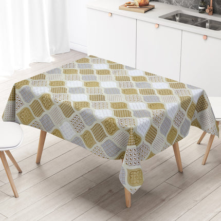 Wachstuch Tischdecke abwaschbar pvc Weihnachten gold beige Tannenzapfen eckig rund oval kaufen