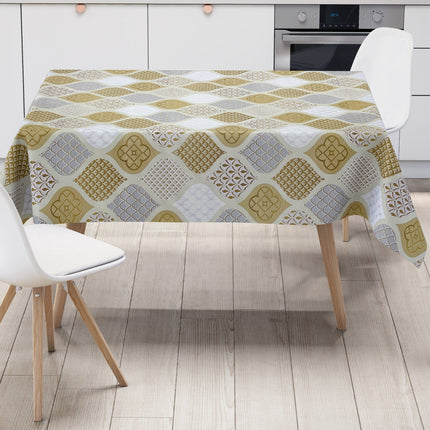 Wachstuch Tischdecke abwaschbar pvc Weihnachten gold beige Tannenzapfen eckig rund oval kaufen