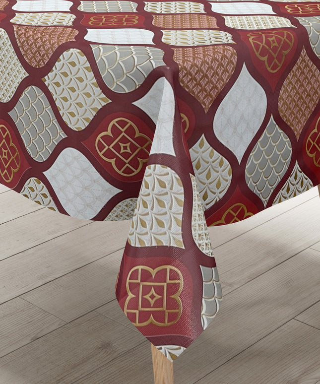 Wachstuchtischdecke PVC Tischdecke Wachstuch wachstuchshop24 Weihnachten rot gold eckig rund oval kaufen