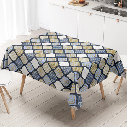 Wachstuch Tischdecke geprägt Weihnachten B6014-05 Zapfen gold blau hellblau eckig rund oval