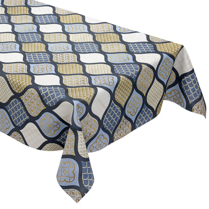 Wachstuch Tischdecke geprägt Weihnachten B6014-05 Zapfen gold blau hellblau eckig rund oval