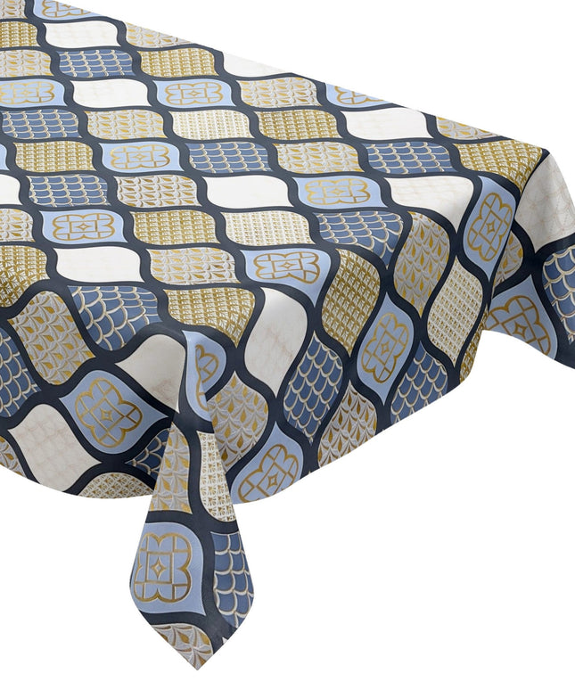 Wachstuch Tischdecke geprägt Weihnachten B6014-05 Zapfen gold blau hellblau eckig rund oval