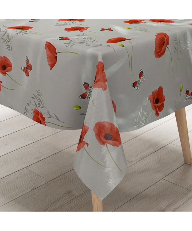Wachstuch Tischdecke grau Mohn