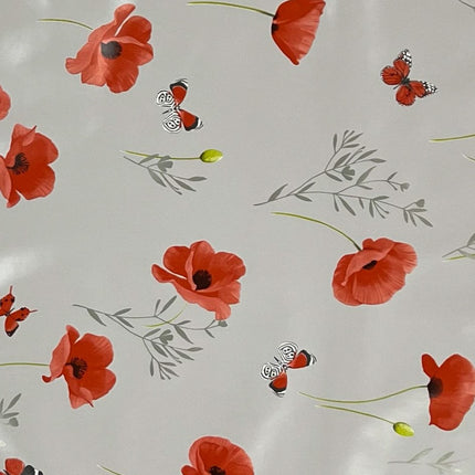Wachstuch Tischdecke grau Mohn
