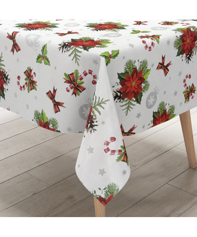 Wachstuch Tischdecke geprägt Weihnachten B6023-01 Weihnachtsstern weiß eckig rund oval