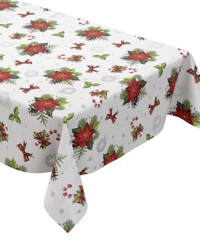 Wachstuch Tischdecke geprägt Weihnachten B6023-01 Weihnachtsstern weiß eckig rund oval