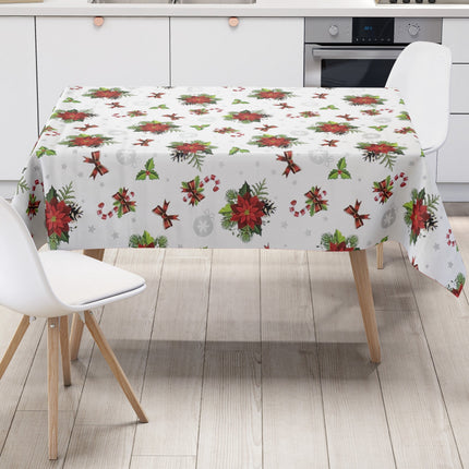Wachstuch Tischdecke geprägt Weihnachten B6023-01 Weihnachtsstern weiß eckig rund oval