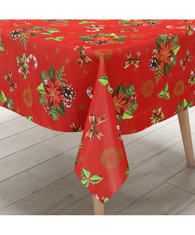 Wachstuch Tischdecke geprägt Weihnachten B6023-03 Weihnachtsstern rot eckig rund oval
