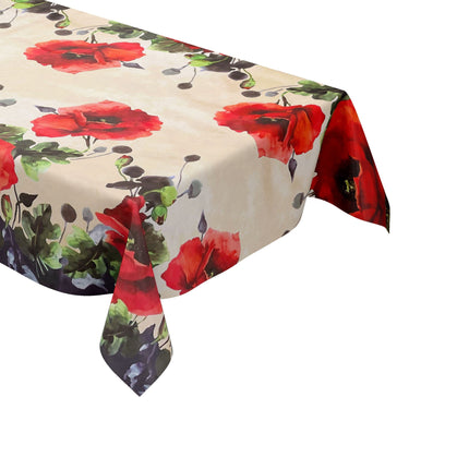 Wachstuch Tischdecke Mohnblumen beige