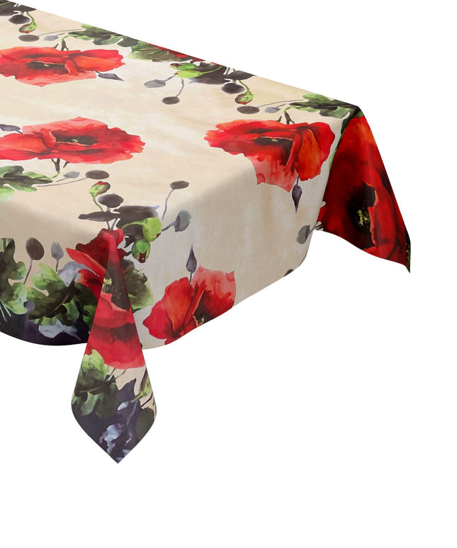 Wachstuch Tischdecke Mohnblumen beige
