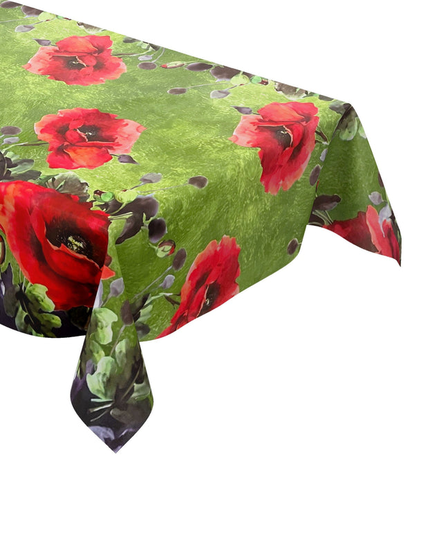 Wachstuch Tischdecke Mohn Bordürenmuster
