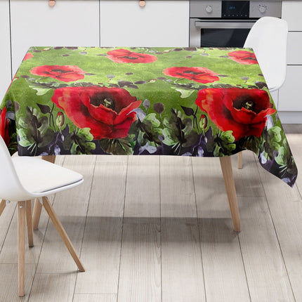 Wachstuch Tischdecke Mohn Bordürenmuster